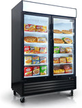 54" Commercial Display Freezer with 2 Glass Door - 44.7 Cu.ft Capacity, Digital Temperature Control, Auto Defrost, Freezer Top Sign, LED Lighting, Energy Efficient for Store & Supermarket