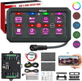 Nilight 8 Gang Switch Panel Circuit Control Relay System APP RGB Backlight Double Row Fuse Wiring Harness Toggle Momentary Strobe Flash Modes Automatic Dimmable 12V 24V for Car Truck Camper SUV