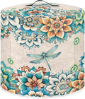 TODIYADDU Blue Dragonfly Air Fryer Cover for 3 Quart Instant Pot Boho Mandala Flower Kitchen Appliance Dust Cover with Handle Lightweight Round Protective Cover for Rice Cooker Coffee Maker