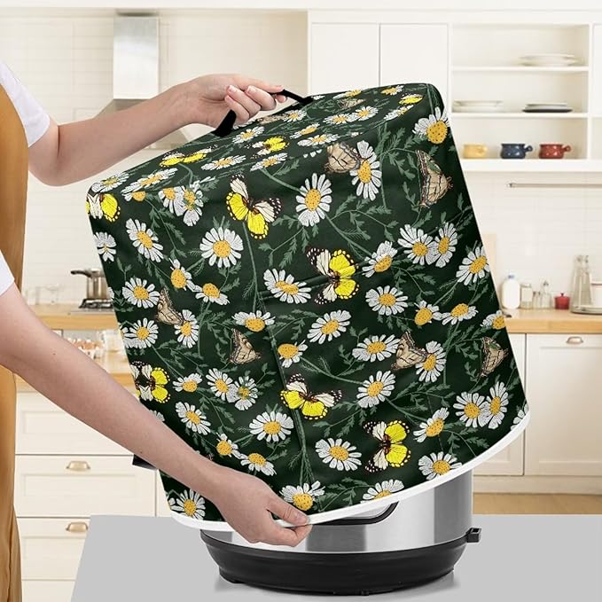 TODIYADDU Daisy Butterfly Pressure Cooker Cover for Instant Pot with Top Handle and Pocket - 6 Quart and Extra Accessories Gifts