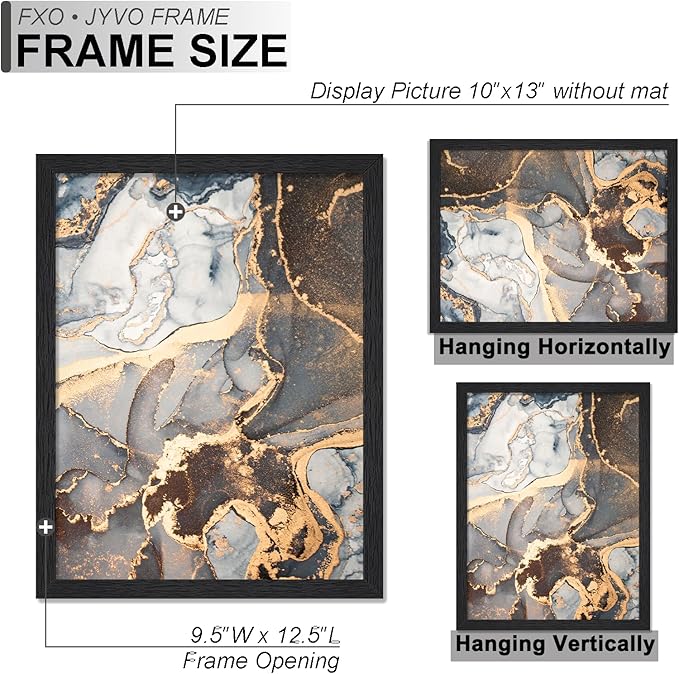 Engineered Wood 10x13 Picture Frame Set of 6, Black Frame for 10 x 13 Inch Picture Poster Photo, Light Weight 10 by 13 Frame with Wood-grain for Wall - 6 Pack/Black/10 x13