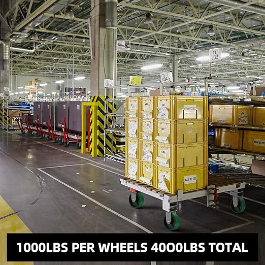 5 Inch Caster Wheels Heavy Duty, Polyurethane on Steel Wheel, Set of 4 Industrial Casters Load 4000lbs, Plate Caster for Carts, Pallet Trucks, Industrial Equipment(2 Brake & 2 Swivel)