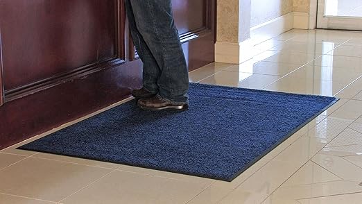 Guardian Platinum Series Indoor Wiper Floor Mat, Rubber with Nylon Carpet, 2'x20', Blue