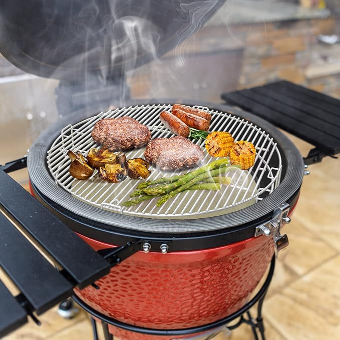 only fire BBQ Cooking Grate System Flexible Cooking Rack with Heat Deflector, Fits for Kamado Joe Big Joe 24-inch Charcoal Grills