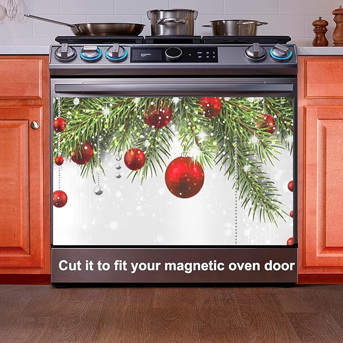 Christmas Dishwasher Cover Panel,Xmas Ornaments Conifer Tree Magnet Cover Decal Decorative Magnetic Sticker Washing Machine Cover Home Season Decor,26" x 23"