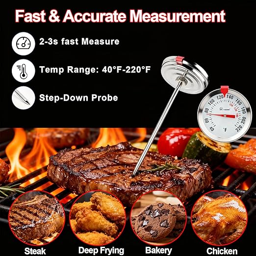 Instant Read Meat Thermometer 2'' Cooking Thermometer Kitchen Thermometer for Cooking for Liquid, Steak, Turkey Temp Checking
