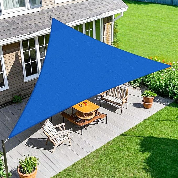 Amagenix Sun Shade Sail 9X10X13.5 Curved Edge Outdoor Shade Canopy Blue Breathable 95% UV Block Shade Cloth for Patio Garden Backyard (We Make Custom Size)