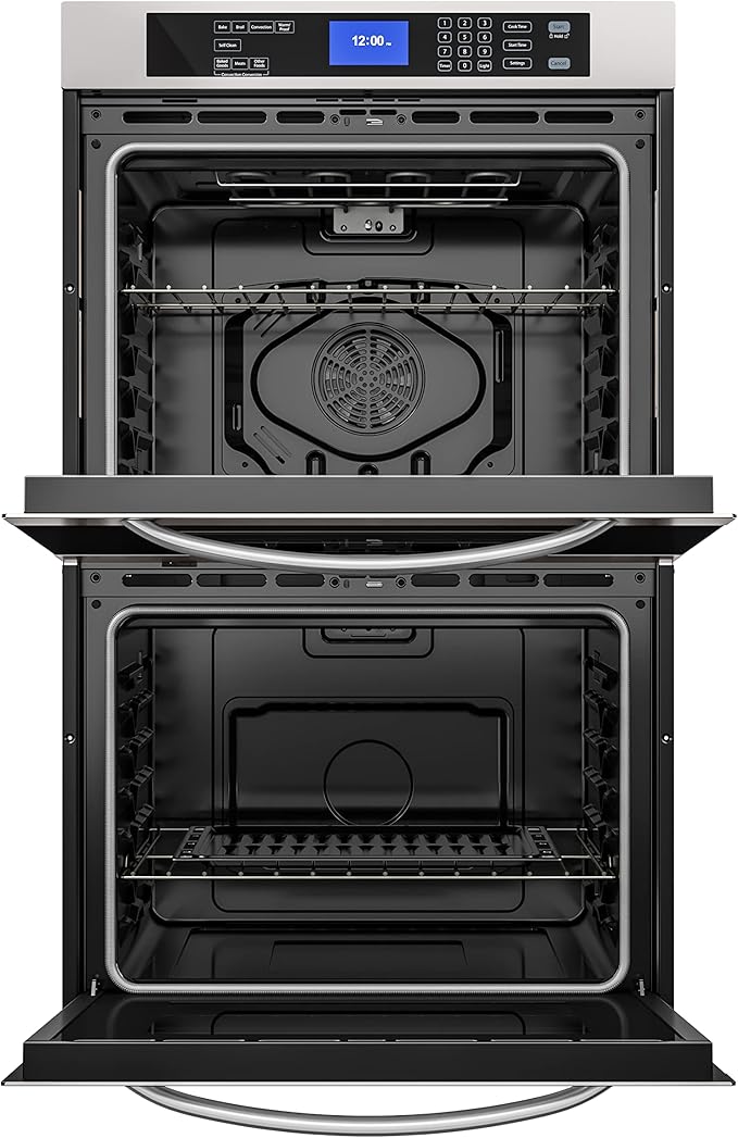 KoolMore 30-Inch Electric Double Wall Oven with Quiet, Rapid Convection Cooking, 7 Cook and Baking Modes, Dual Large Capacity Ovens, Stainless-Steel Unit, Self-Cleaning (KM-WO30D-SS)