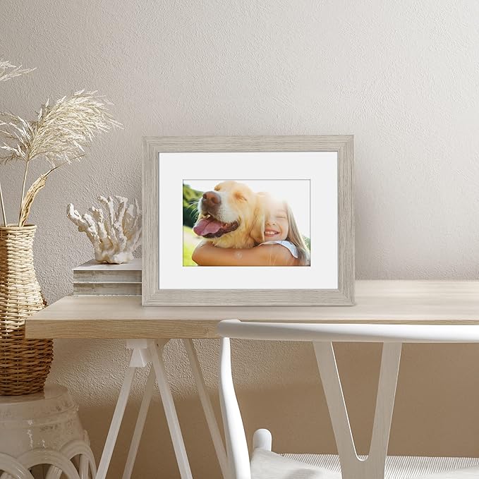 Americanflat 8x10 Picture Frame with Shatter-Resistant Glass - Use as 5x7 Frame with Mat or Display 8x10 Photo Without Mat - Signature Collection - Picture Frames for Tabletop and Wall - Driftwood