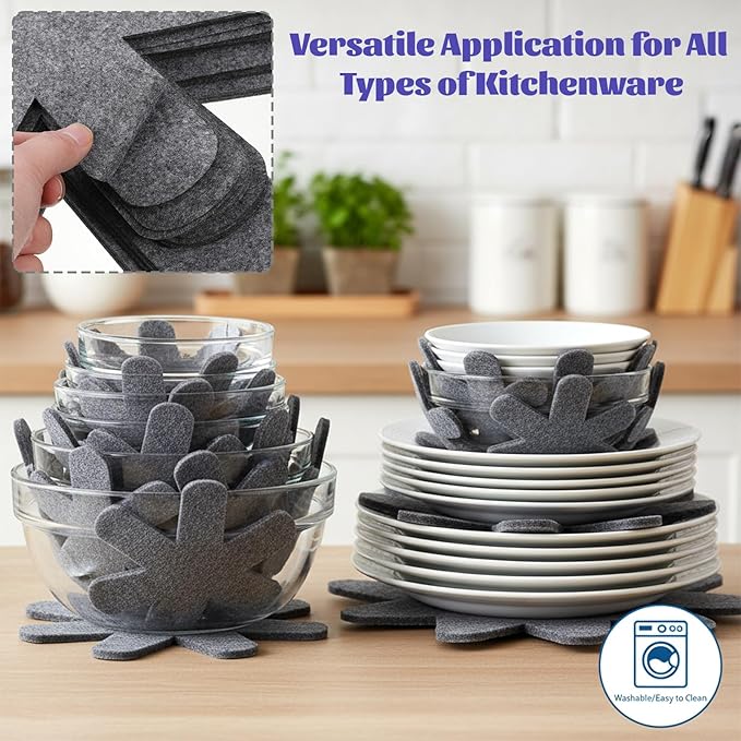 40 PCS Pot Protectors, 5 Different Sizes Pot and Pan Protectors Non-Slip Pan Separators for Stacking Scratch-Resistant Larger and Thicker for Stacking and Separating Cookware-Grey