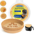 Air Fryer Liners Disposable, 200 PCS Unbleached Round Parchment Paper for Ninja 150/161 Gourmia Chefman Air Fryer, 8’’ Non-Stick & OilProof Baking Paper for 5-8 QT Basket by Vailnd