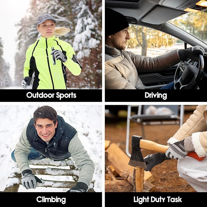 HANDLANDY Winter Gloves for Men & Women, Insulated Waterproof for Cold Weather, Thermal Glove for Cycling, Ski, Riding, Driving, Biking, Running