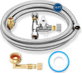 Dishwasher Installation Kit - 15 FT Stainless Steel Braided Dishwasher Hose kit,Food Grade PEX Inner Tube Water Line with 3/8"x 3/8"x 3/8" Tee Stop Valve,3/8"x 3/8"MIP Elbow,3/8"x 3/4"FHT Elbow