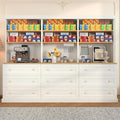 71" Tall Farmhouse Kitchen Pantry, Large Storage Cabinet with Drawers, Freestanding Coffee Bar Hutch with Microwave Stand, Adjustable Shelves for Kitchen, Living Room, White 3 Pcs