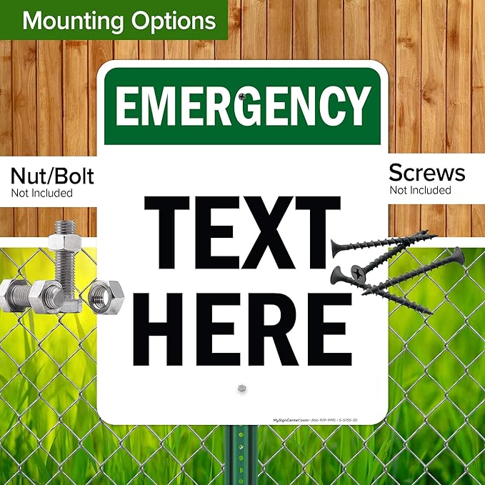 Custom Emergency Sign, OSHA Sign, 24x30 Inches, Rust Free .063 Aluminum, Fade Resistant, Made in USA by My Sign Center