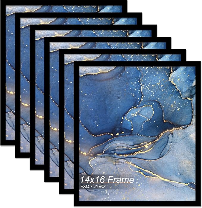 14x16 Picture Frame Set of 6, Black Frame for 14 x 16 Inch Picture Poster Photo, Light Weight and High Transparent 14 by 16 Frame for Wall - 6 Pack/Black/14 x16