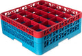 CFS RG25-2C410 OptiClean 25 Compartment Glass Rack with 2 Extenders, 7.12", Polypropylene, Red/CFS Blue
