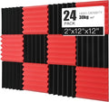 Acoustic Foams Panels 24 Pack 2" x 12"x 12" Sound Proof Foam Panels for Walls High Density and Fire Resistant Soundproofing Panels Soundproof Studio Wedges Sound Dampening Panels