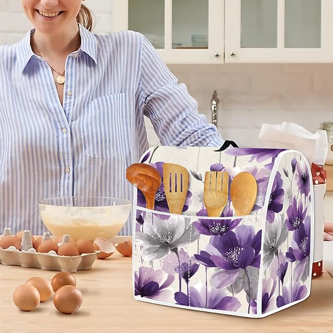 Mixer Dust Cover for 6-8 Qt Stand Mixer, Cloth Cover with 2 Storage Pockets for Stand Mixer Protective Covers Large for 6-8 Quart Mixer