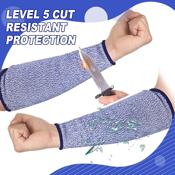 Sintege 3 Pairs Arm Protectors for Thin Skin and Bruising Cut Resistant Forearm Sleeve Level 5 Arm Burn Protection Sleeve(9.8 Inch,Black, Blue, Grey)