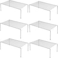 iPEGTOP Set of 6 Large (15.7 x 9.4 Inch) Kitchen Cabinet Organizer Shelf, Wire Freezer Storage Shelves Rack, Rustproof Steel Metal Shelf Riser for Dish Plates Pantry Cupboard Organization, Chrome