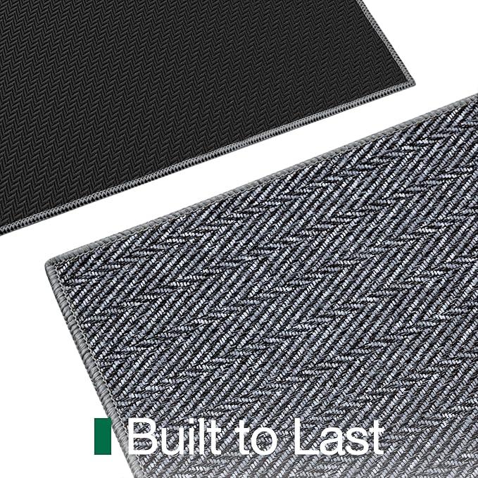 LUMI Ultra Thin Indoor Door Mat for Entrance 24"x36", Non Slip Entryway Mat, Low Profile Doormat, Unique Herringbone Design Carpet for Inside, Patio, Porch, Medium Gray