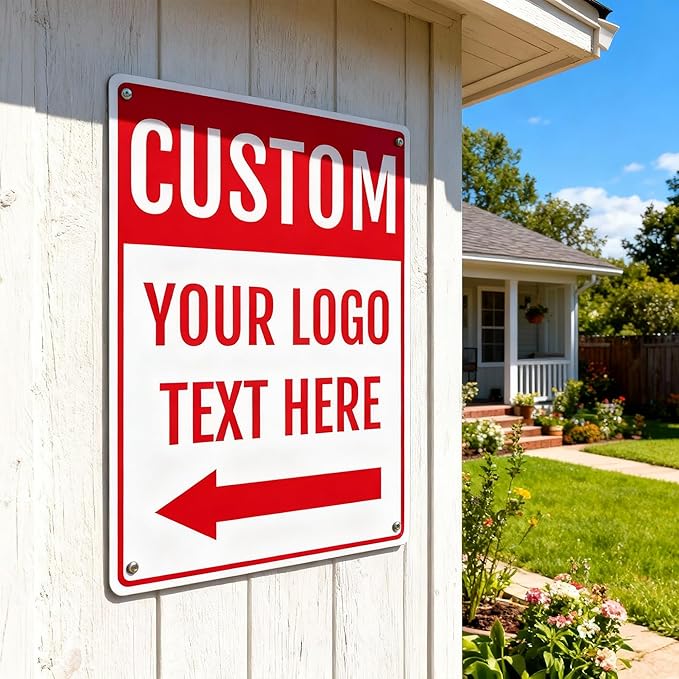 Custom Metal Outdoor Sign for Home Office Business Use, 16x12 Inch, Rust-Free Aluminum Weather Resistant, Waterproof, Durable Ink, Easy to Mount