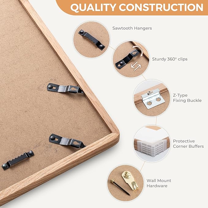 Axeman 5x7 Oak Frame Set of 3 - Rounded Corner 5 x 7 Picture Frame Matted to 4x6 - Natural Oak Wood Photo Frame with Tempered Glass for Tabletop or Wall Mount Display