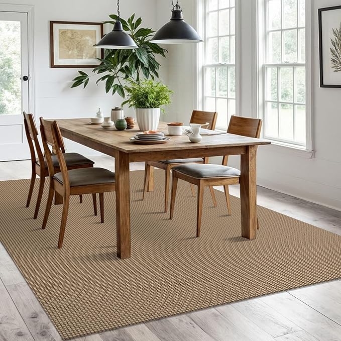 IOHOUZE Washable Area Rug 6x9 Non Slip Rubber Backed Woven Rugs for Living Room, Dining Room Rugs Bedroom Rug, Floor Carpet for Living Room Nursery Office, Orange/Tan/Brown
