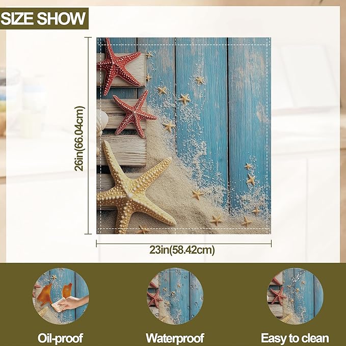 Dishwasher Magnet Cover,Beach Themed Dishwasher Cover Magnetic Blue Wooden Home Appliances Refrigerator Decorative 23" x 26"