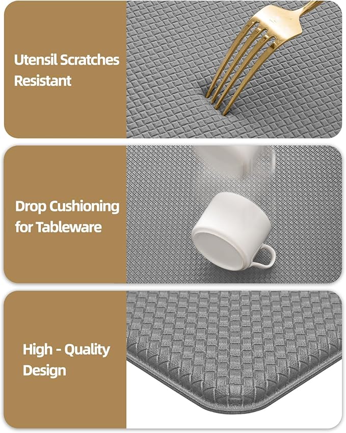 Color&Geometry Anti Fatigue Cushion Kitchen Mat for Floor -17"x94",Long,Easy Clean, Water & Oil Proof, Anti Slip, Foam Rubber Runner Rug for Front Sink Comfort Standing,Grey