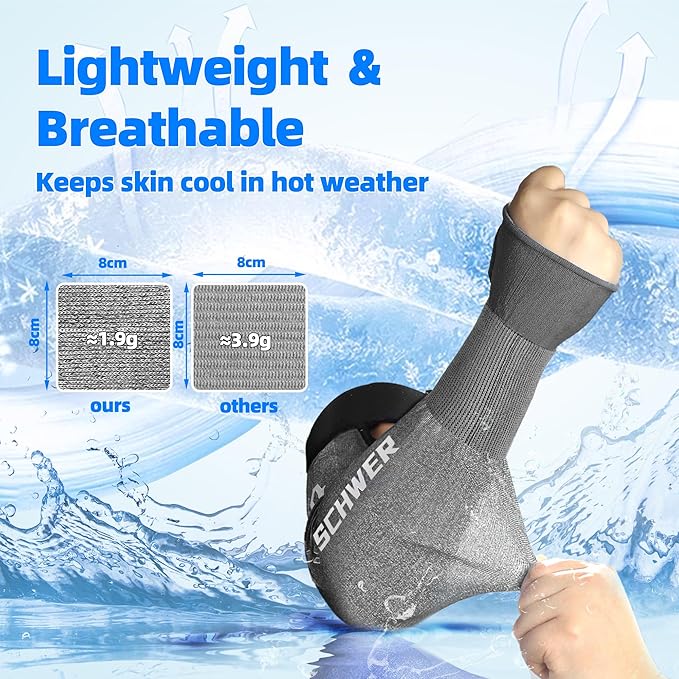 Schwer AIR-SKIN ANSI A6 Cut Resistant Arm Sleeves for Men & Women, Arm Protectors for High Risk Work, Gardening Sleeves, 10 Pairs, Dark Grey, 18 IN