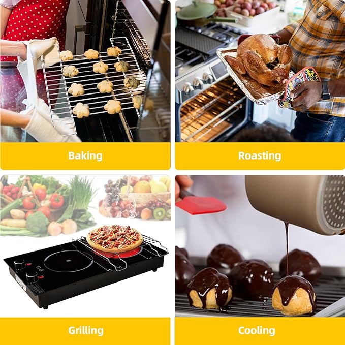 GlHETKUT Cooling Rack,Grill Rack, Heavy Duty Stainless Steel Wire Rack for Baking,Griling,Roasting,Oven andDishwasher Safe,Compatible with Electric Cooktop,Grill,BBO