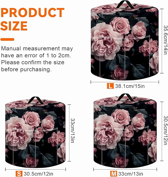 Kitchen Appliance Accessories Dust Cover for 3-6-8 Quart Instant Pot, Pressure Cooker, Air Fryer & Crock Pot,Decorative Appliance Cloth Cover with Top Handle & Storage Pockets (Pink, 8 Quart)