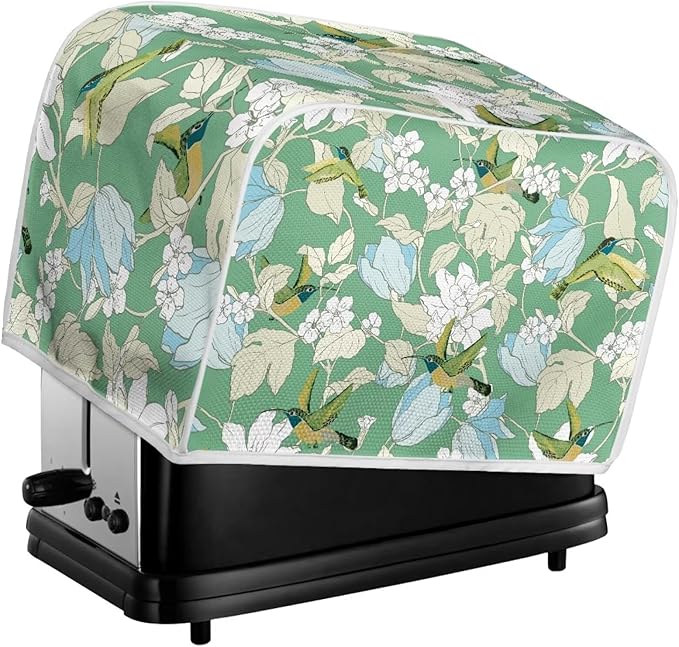 Hummingbird Flower Print 4 Slice Toaster Cover for Home Stain Resistant Waterproof Bread Maker Cover for Kitchen Small Appliance