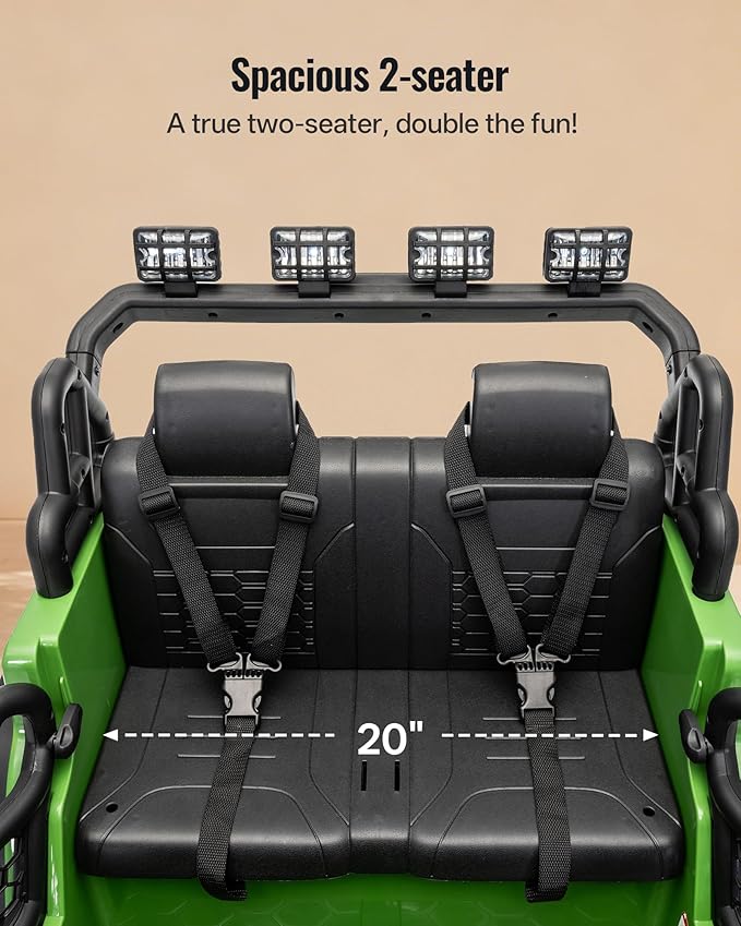 2 Seater Ride on Car Toy, 24V 4WD Electric Car for Kids 4-8 with Remote Control, 4x200W Motors, Capacity 110 lb - Army Green