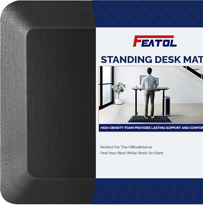 FEATOL Anti Fatigue Mat for Standing, 9/10 Extra Thick Ergonomic Standing Desk Mat, Comfort & Durable Memory Foam Standing Mat at Home,Office All Day (20" x 32", Black,4PC)