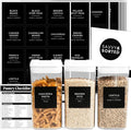 SAVVY & SORTED Black Labels for Containers, 180 Kitchen Labels for Food Storage Container, Pantry Labels for Food Storage, Organize Pantry Essentials Canister Label