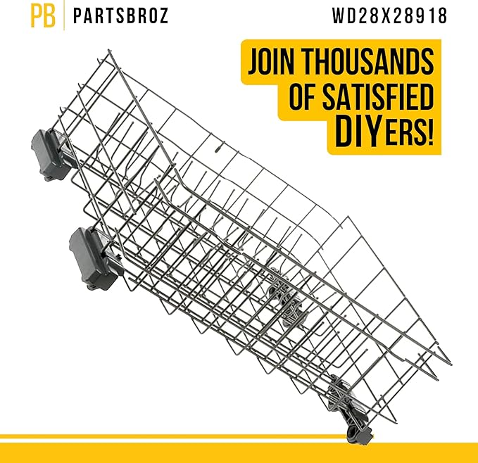 PartsBroz WD28X28918 Lower Rack Assembly - Compatible With General Electric Dishwasher - Replaces AP7020320 PS16618974 WD28X10371 WD28X10372 WD28X21715 WD28X22358 WD28X22659 WD28X25958 WD28X10349