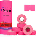 Perco 1 Line Fluorescent Pink Labels - 8 Rolls, 1 Sleeve, 8,000 Blank Price and Date Gun Labels for Perco Lite, X, Plus and Pro 1 Line Price and Date Guns - Made in USA