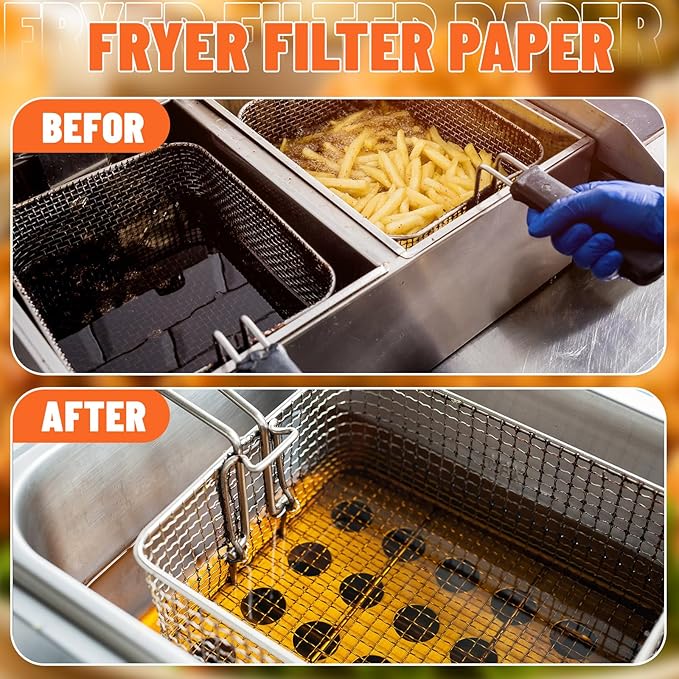 100 Pcs Fryer Filter Paper 19.5 x 27.5 Inch Fryer Filter Sheets for Restaurant Food Truck Food Stand Oil Filtration