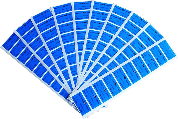 100pcs Non Transfer Tamper Resistant Security Warranty Void Labels/Stickers/Seals (Blue, 1 x 2 inches, Unique Nnumbers)