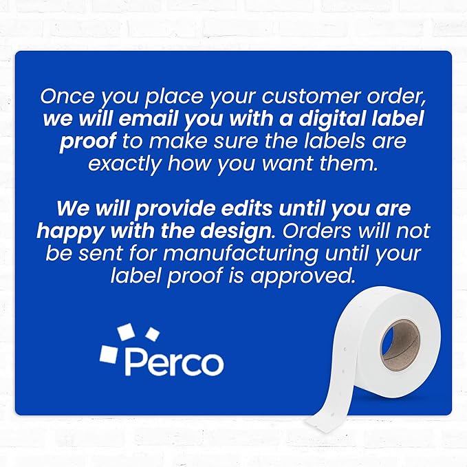 Custom Price and Date Labels for Perco Lite, X, Plus and Perco Pro 1 Line Guns - Choose Color, Font and Imprint - Case of 30 Sleeves