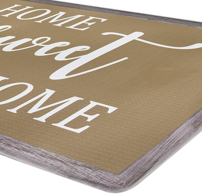 Anti-Fatigue Floor Comfort Mat - 18 x 30 Inch (Farmhouse Tan) - Waterproof Non-Slip Rug - Easy to Clean Cushioned Mat for Kitchen, Bathroom, Standing Desk & Office - Achim Home Decor