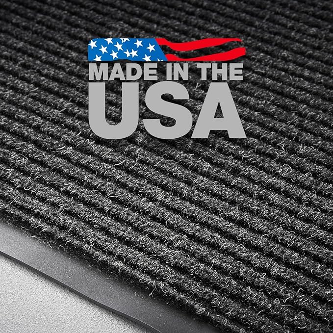 Consolidated Plastics Brush Dry Mat - Made in USA, Heavy-Duty Commercial DoorRug for Indoor/Outdoor Entryways, Non-Slip Backing for High-Traffic Areas (3' W x 4' L, Charcoal)