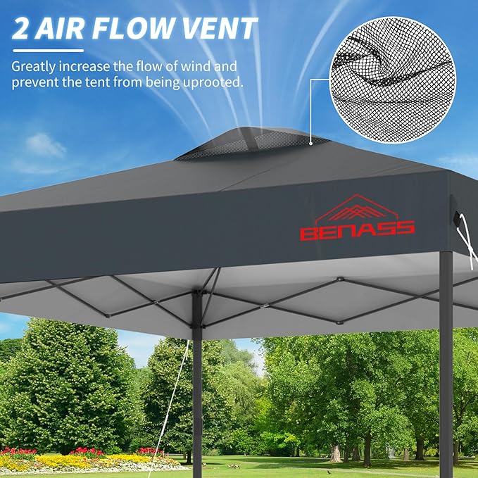 10x10 Pop Up Canopy, Easy Up Canopy Tent, Heavy Duty Tents for Parties, One Person Set Up Event Tent, Grey