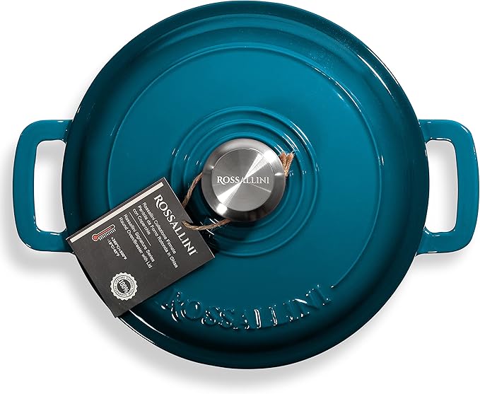Signature Enameled Cast Iron Braiser, Non-Stick Serving Pot with Tight Fitting Lid for Perfect Roasting, Baking, Sauteing, Searing, and Pan Frying | 2.25Q (2.1L) - Ocean Blue