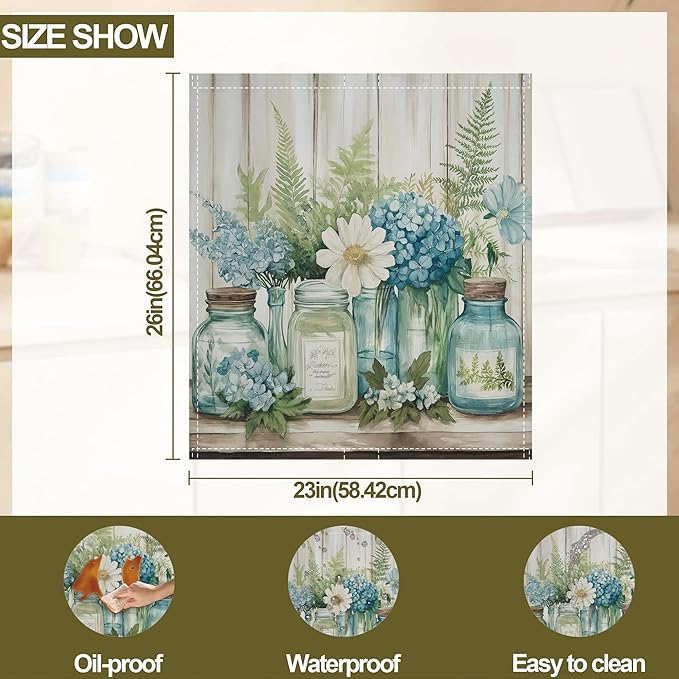 Magnetic Dishwasher Cover,Vintage Flowers Reusable Dishwasher Magnetic Cover Leaves Wooden Decorative Door Covers Panel for Home Kitcen 23" x 26"