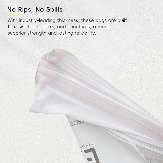 EKO 9.3 Gallon / 30–35 Liter Drawstring Trash Bags, 60 Count Heavy-Duty Tall Kitchen Garbage Can Liners, Extra-Strong Leak-Resistant, Unscented, White, Code K