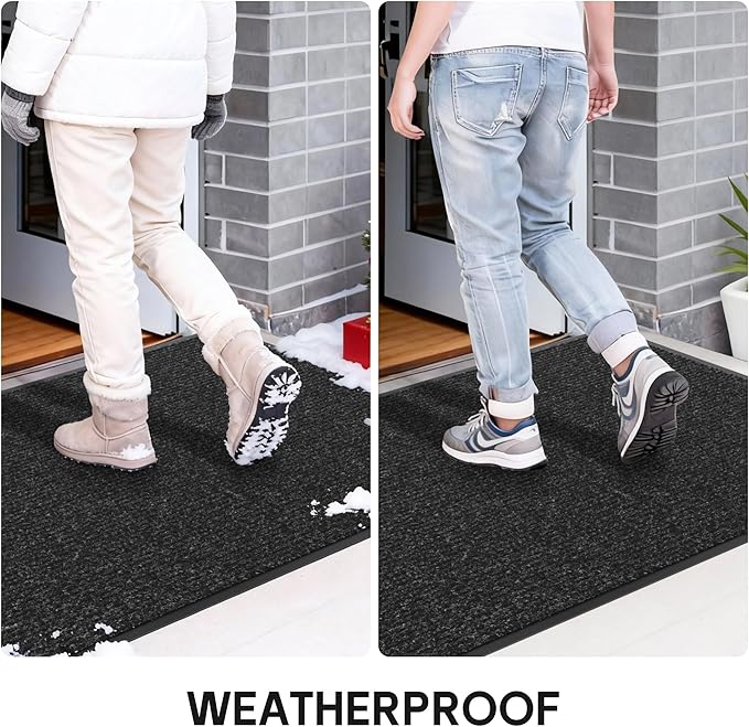 Front Door Mat Indoor Outdoor Entrance, 36" x 72" All-Season Heavy Duty Waterproof Doormat, Non-Slip Absorbent Entryway Mat, Easy to Clean, Low Profile Commercial Floor Mat for Indoor Outdoor